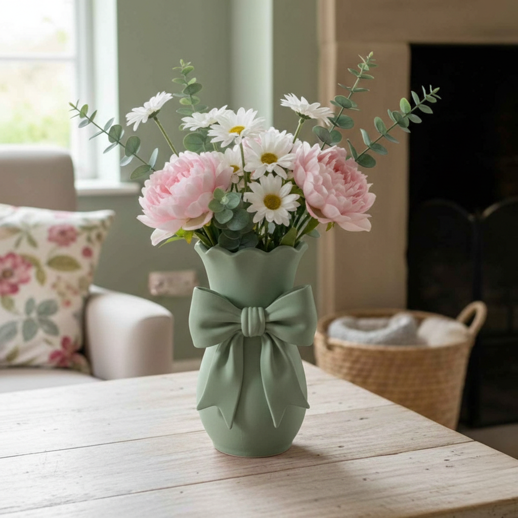 Vaso fiocco verde salvia Limited Edition in PLA