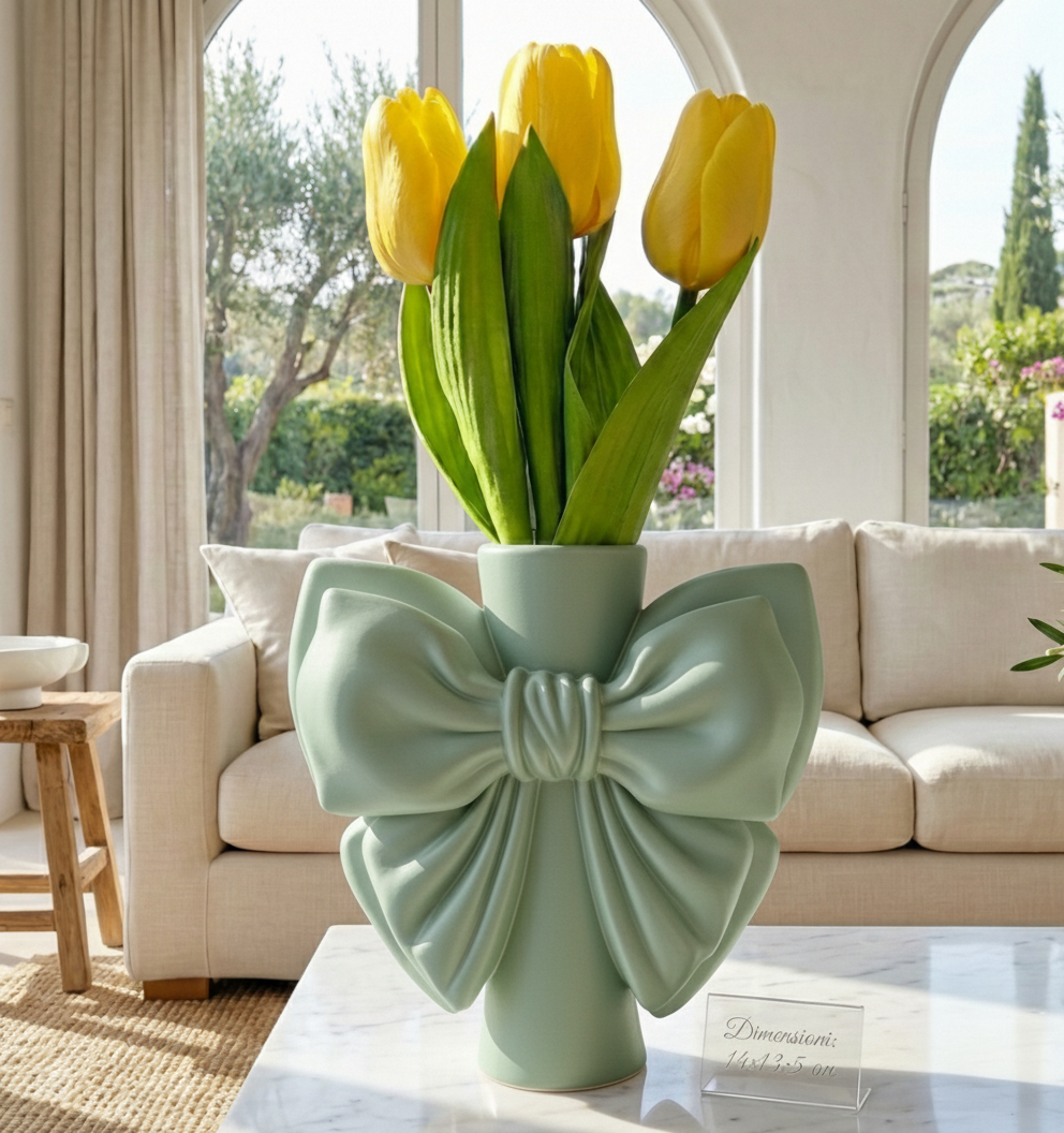 Vaso elegance fiocco verde salvia Limited Edition in PLA