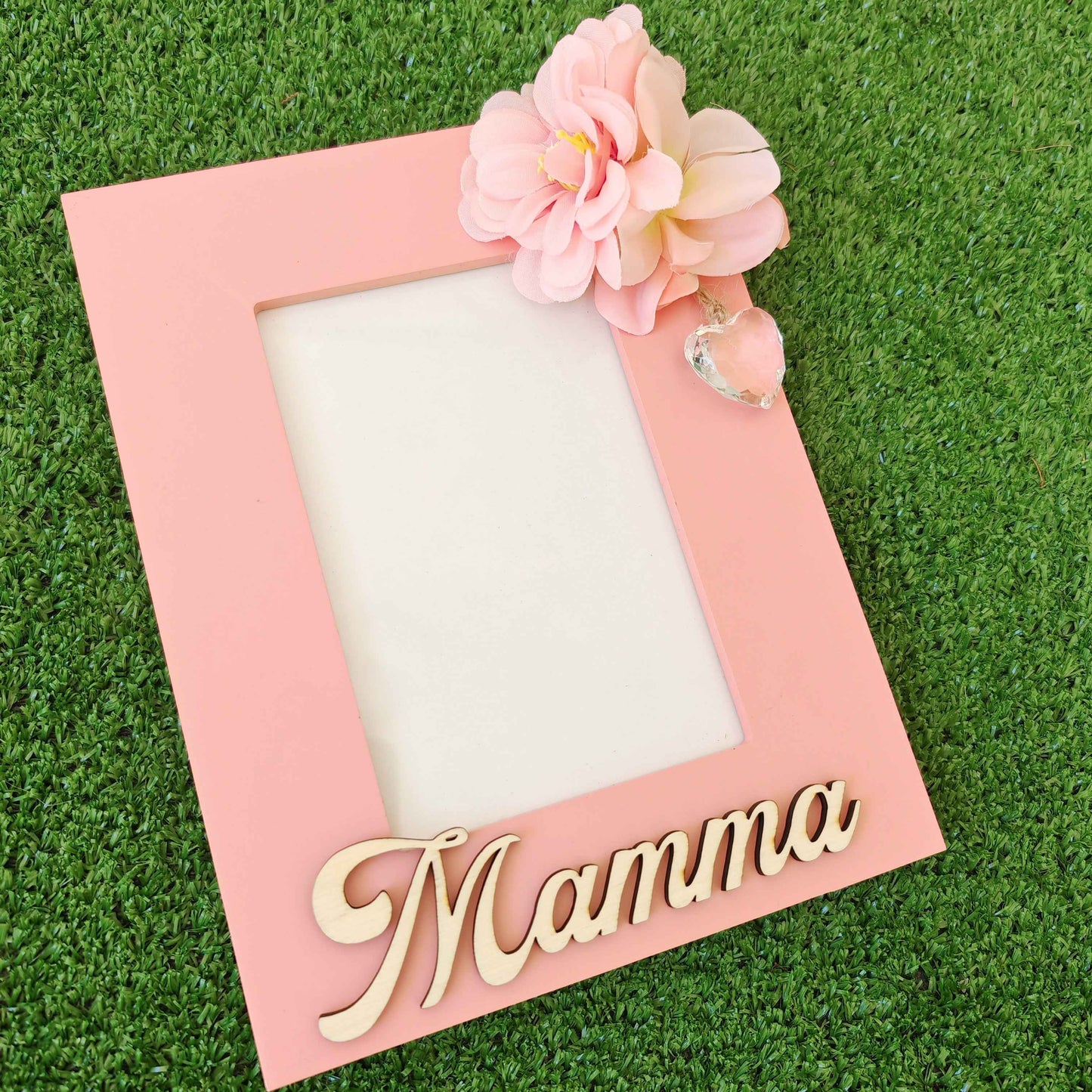 Cornice mamma in legno floral rosa