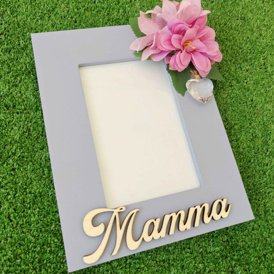 Cornice mamma in legno floral lilla