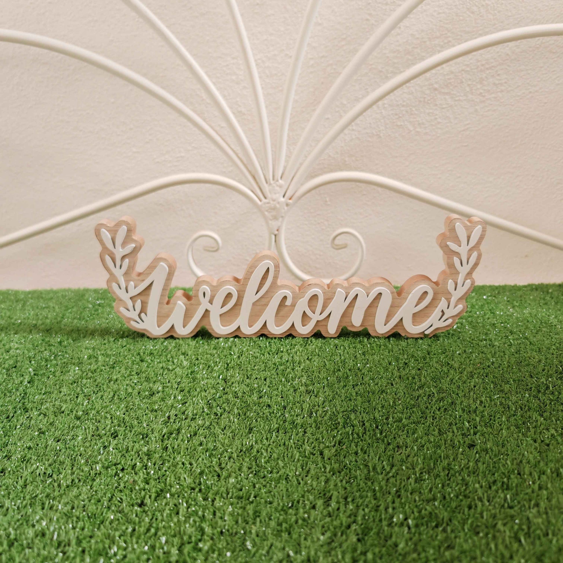Scritta in legno Welcome