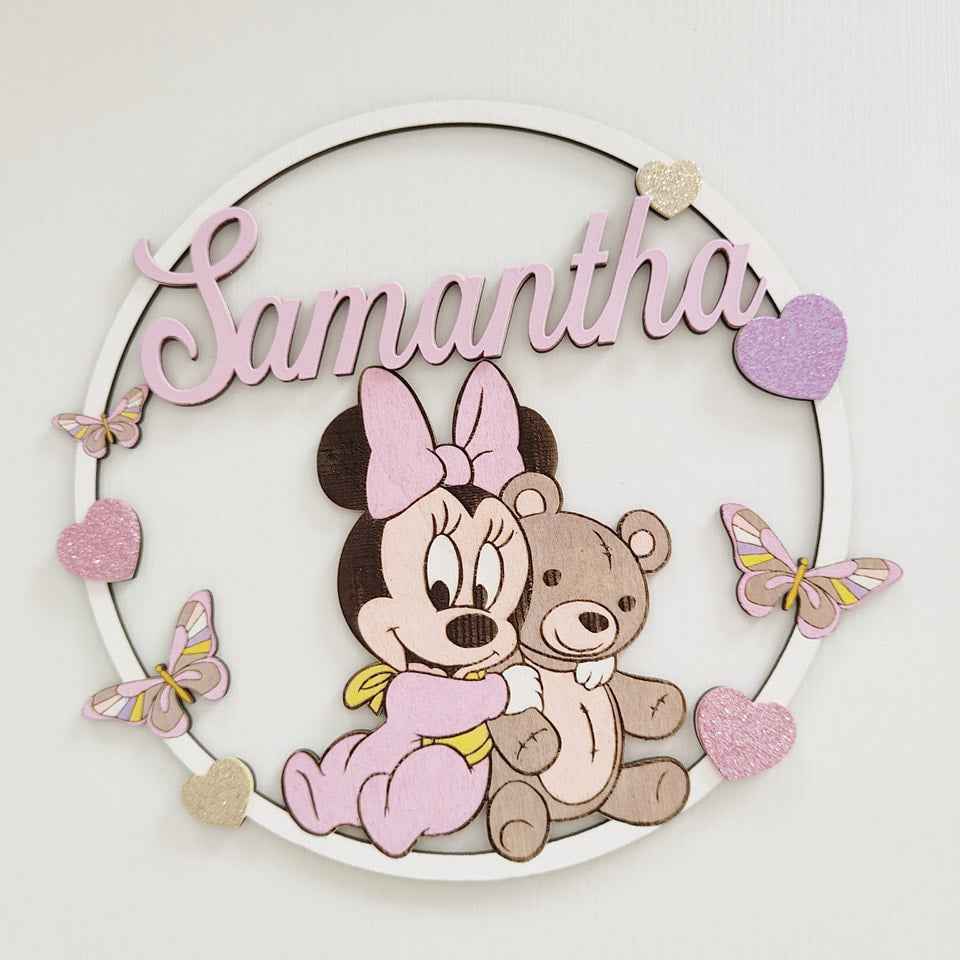 Fiocco nascita doppio tulle baby minnie