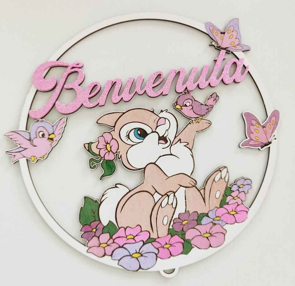 Fiocco nascita doppio tulle Benvenuta Coniglietta