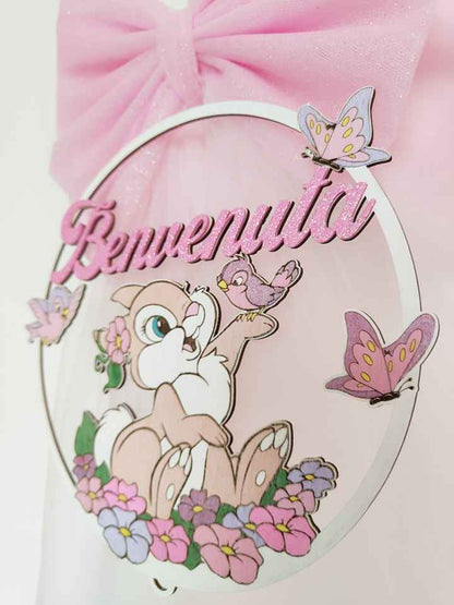 Fiocco nascita doppio tulle Benvenuta Coniglietta