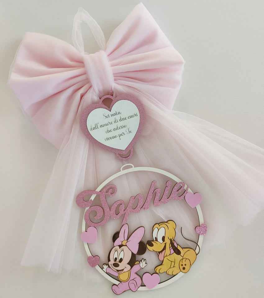 Fiocco nascita Baby Minnie & Pluto