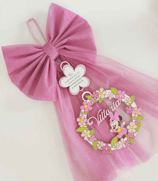Fiocco nascita baby minnie fiori