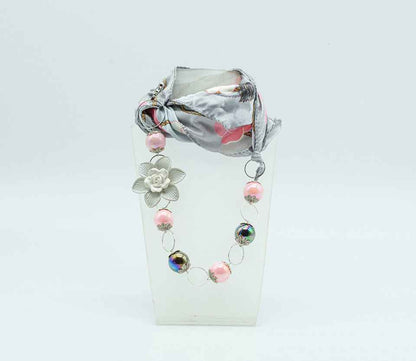 Foulard gioiello grigio e rosa