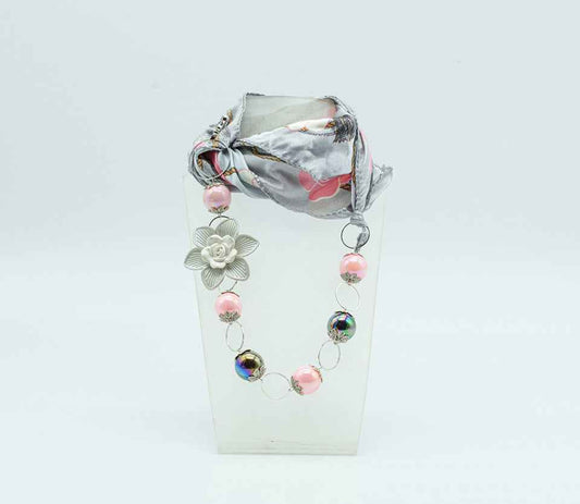 Foulard gioiello grigio e rosa