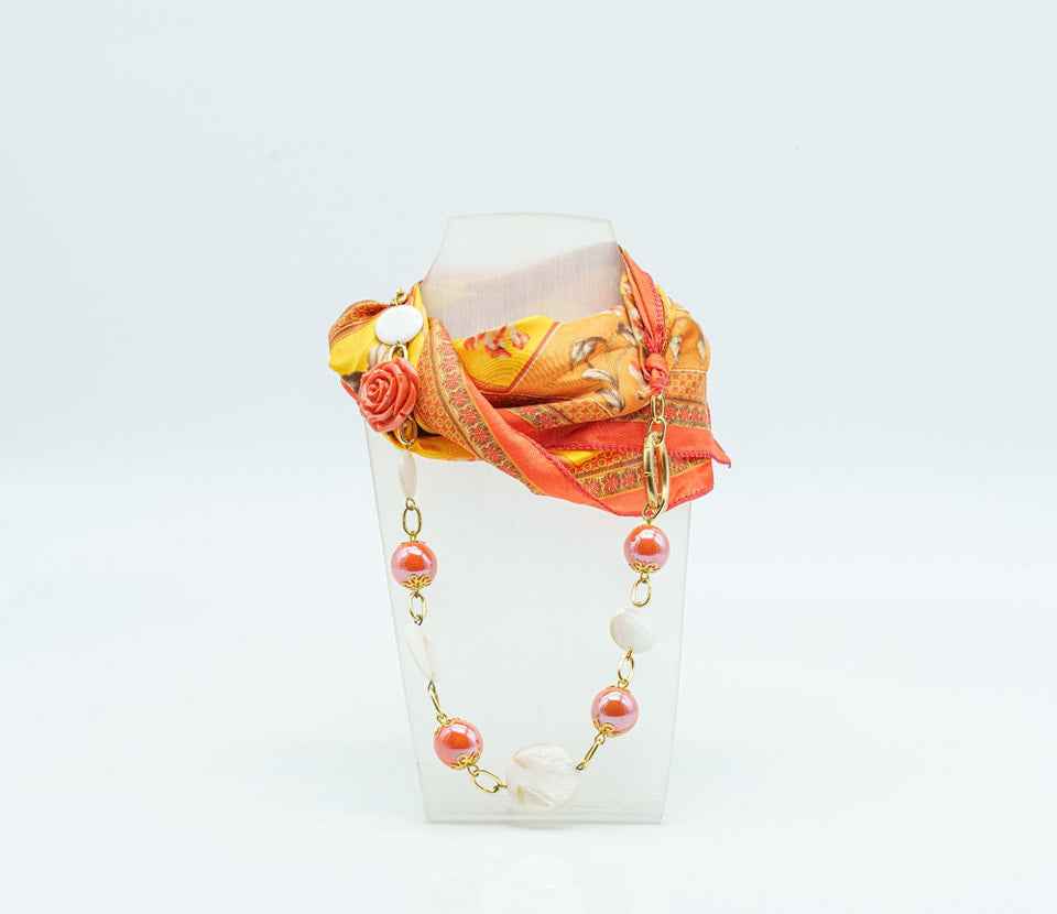 Foulard gioiello arancio floreale