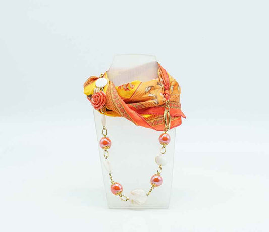 Foulard gioiello arancio floreale