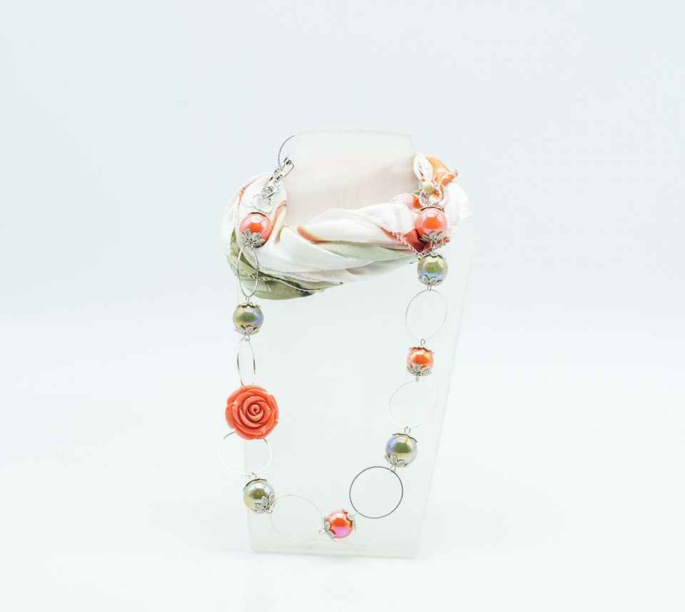 Foulard gioiello verde e arancio
