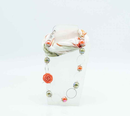 Foulard gioiello verde e arancio