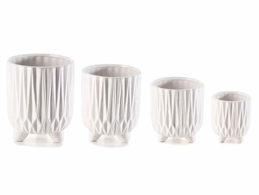Vasi set 4 pezzi in ceramica bianca