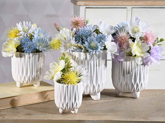 Vasi set 4 pezzi in ceramica bianca