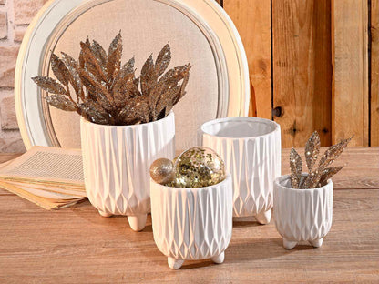 Vasi set 4 pezzi in ceramica bianca