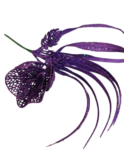 Addobbo albero ramo viola con pigne set 5 pezzi