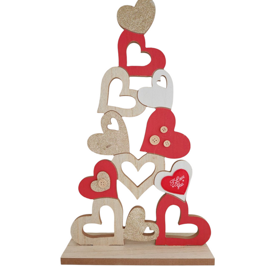 Piramide cuori d'appoggio maxi in legno - Best Moment Decor