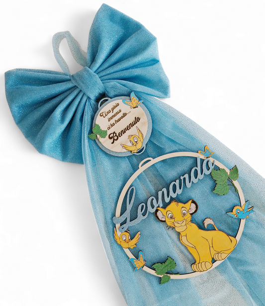 Fiocco leoncino azzurro