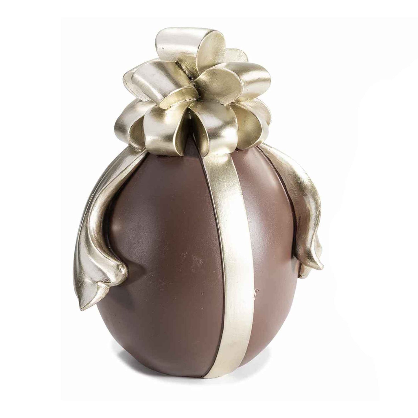 Uovo in resina effetto cioccolato con fiocco