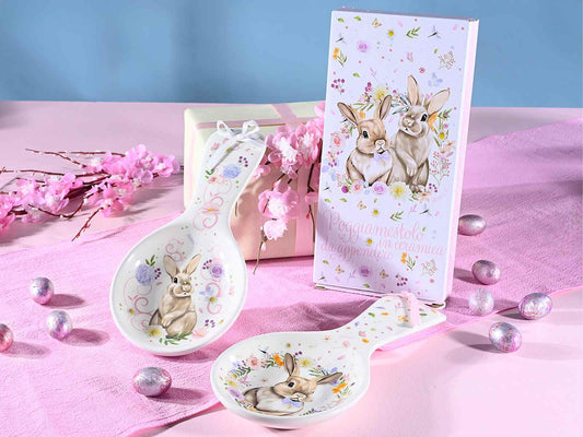 Poggiamestolo coniglio con scatola regalo