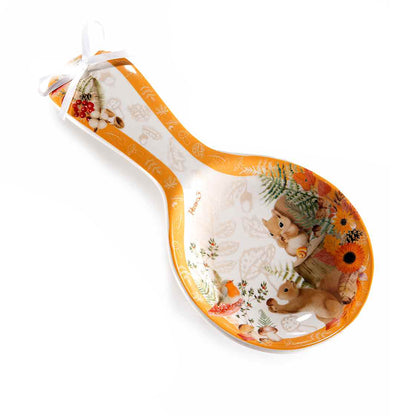 Poggiamestolo in ceramica scoiattolo con scatola