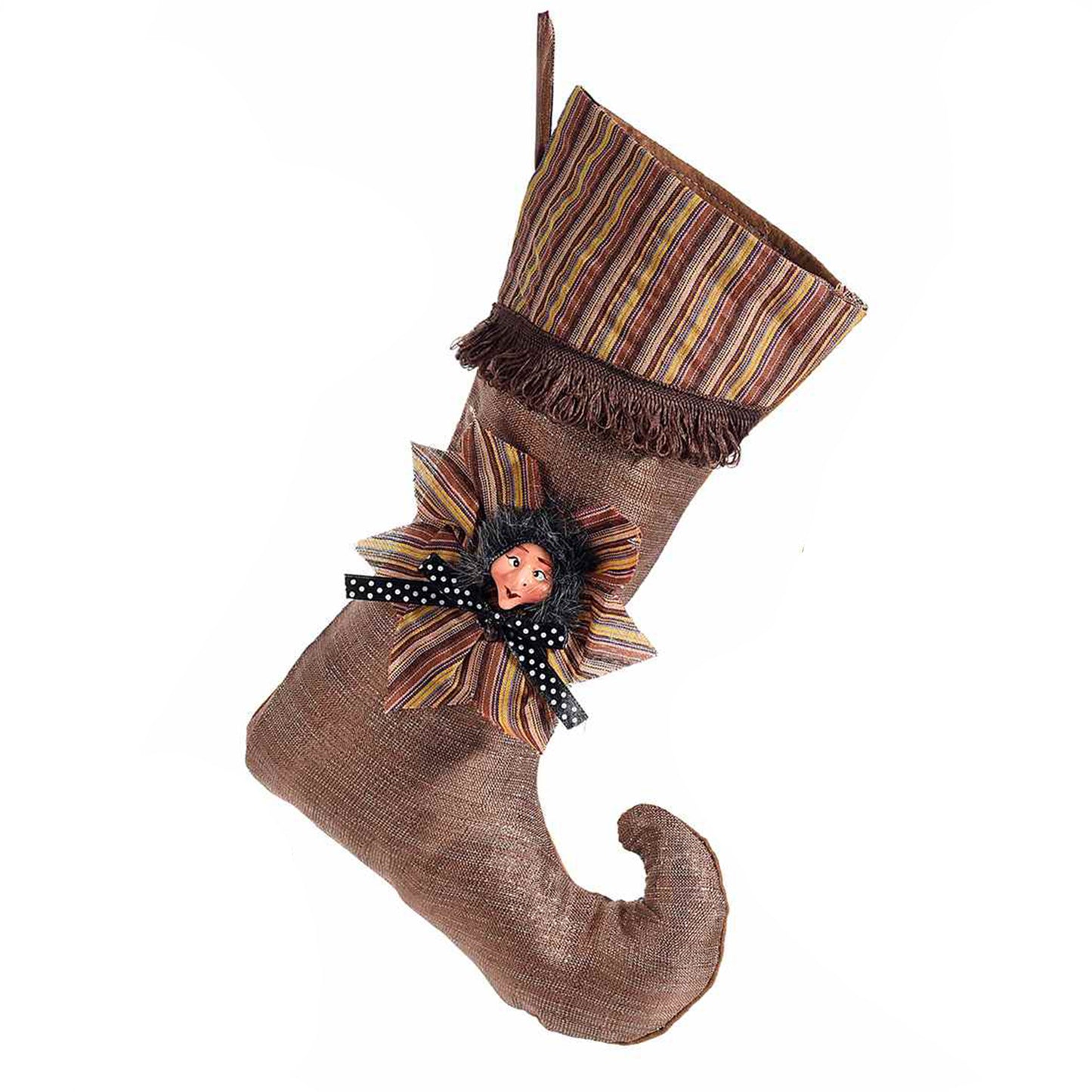 Calza befana in resina marrone