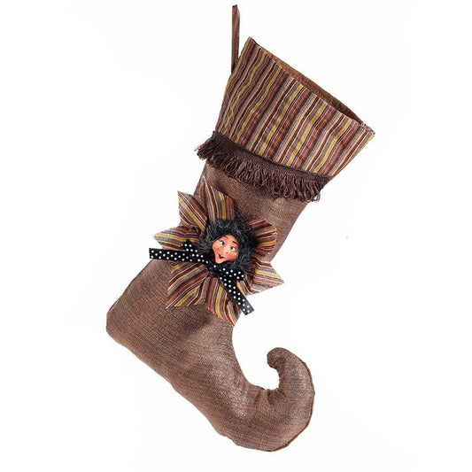 Calza befana in resina marrone