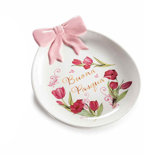 Piatto in ceramica fiocco rosa