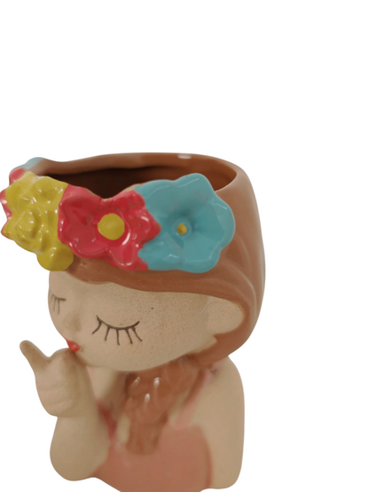 Vaso volti fiori multicolor