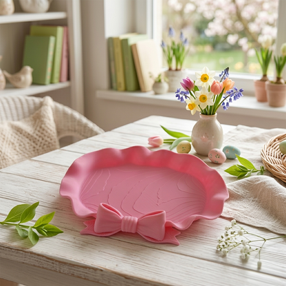 Vassoietto fiocco rosa baby in PLA