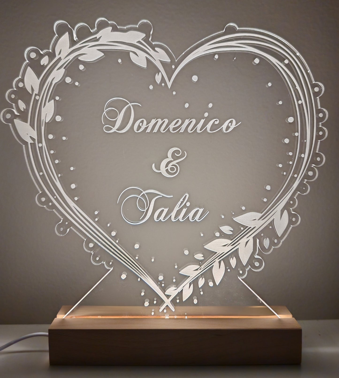 Lampada cuore con nomi