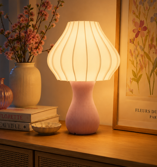 Lampada design Fleur rosa e bianca