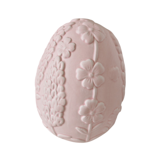 Uovo rosa decorato in ceramica