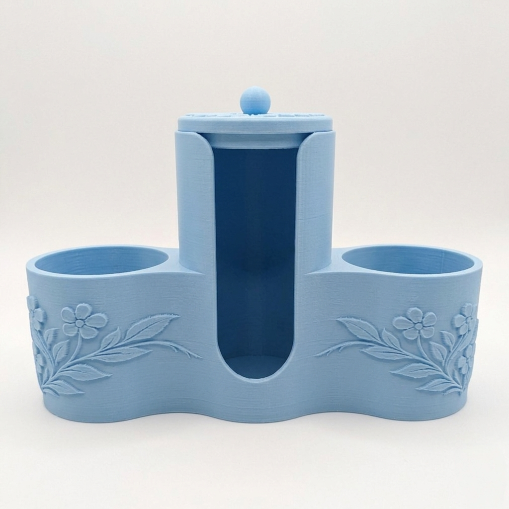 Portaoggetti bagno azzurro pastello in PLA