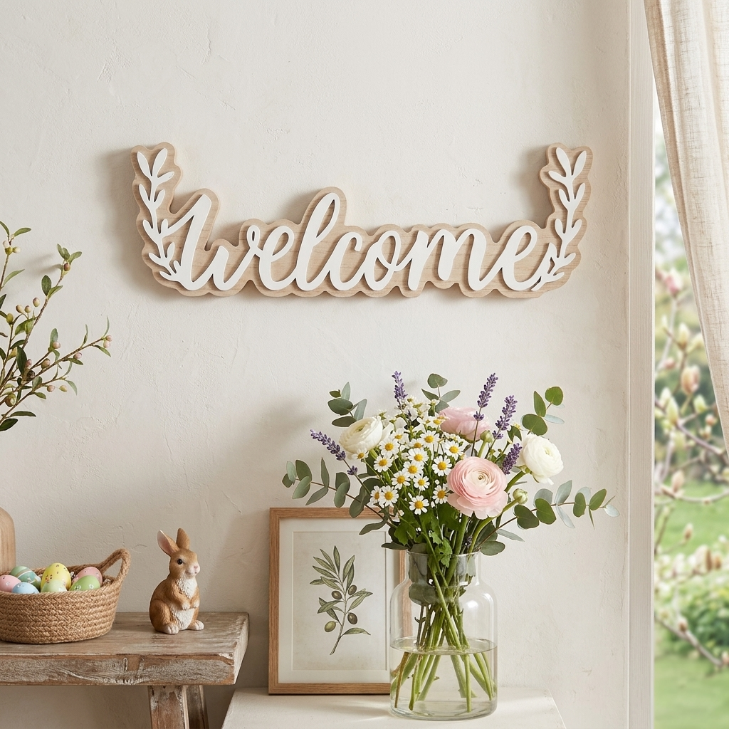 Scritta in legno Welcome