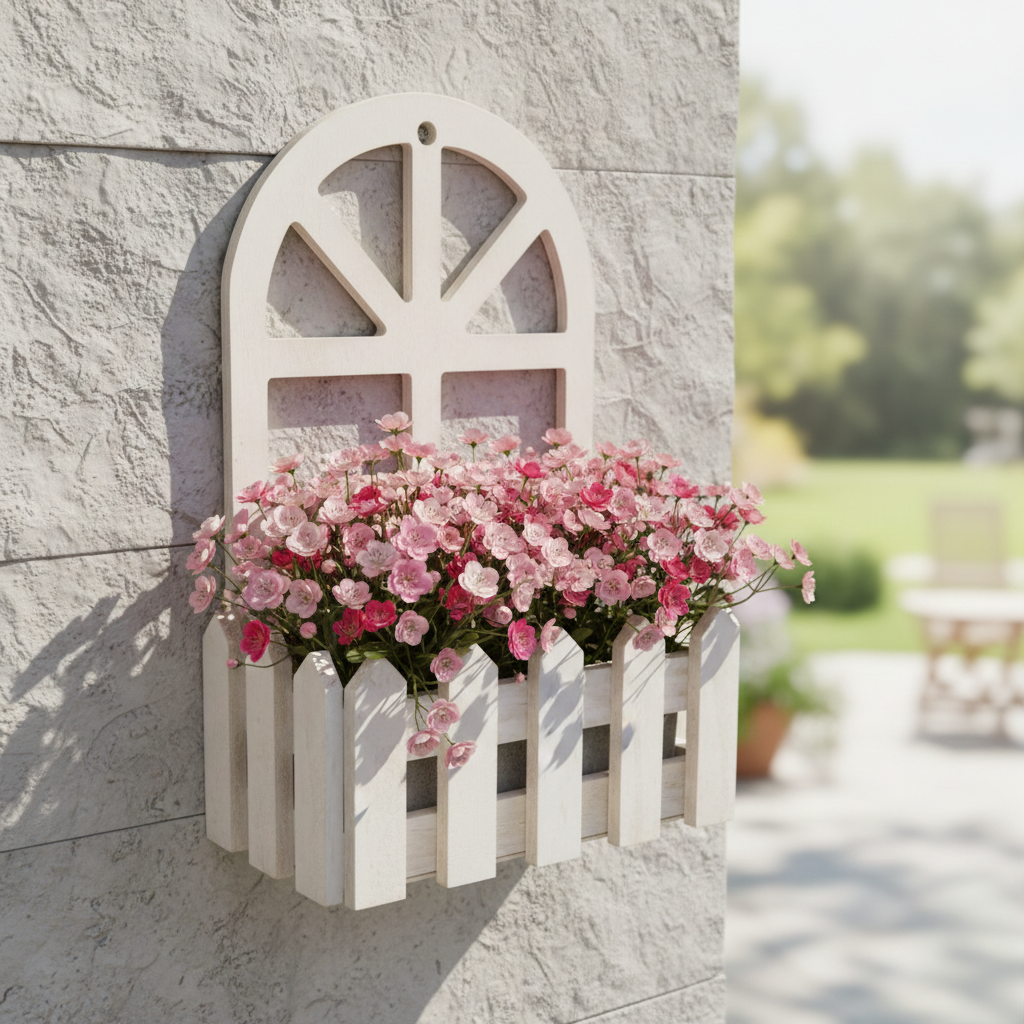 Portafiori da parete bianco in legno