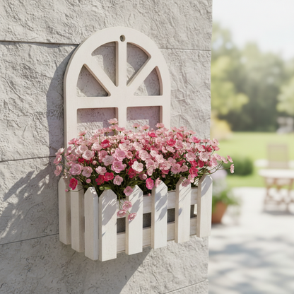 Portafiori da parete bianco in legno