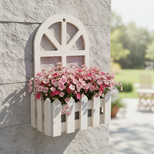 Portafiori da parete bianco in legno