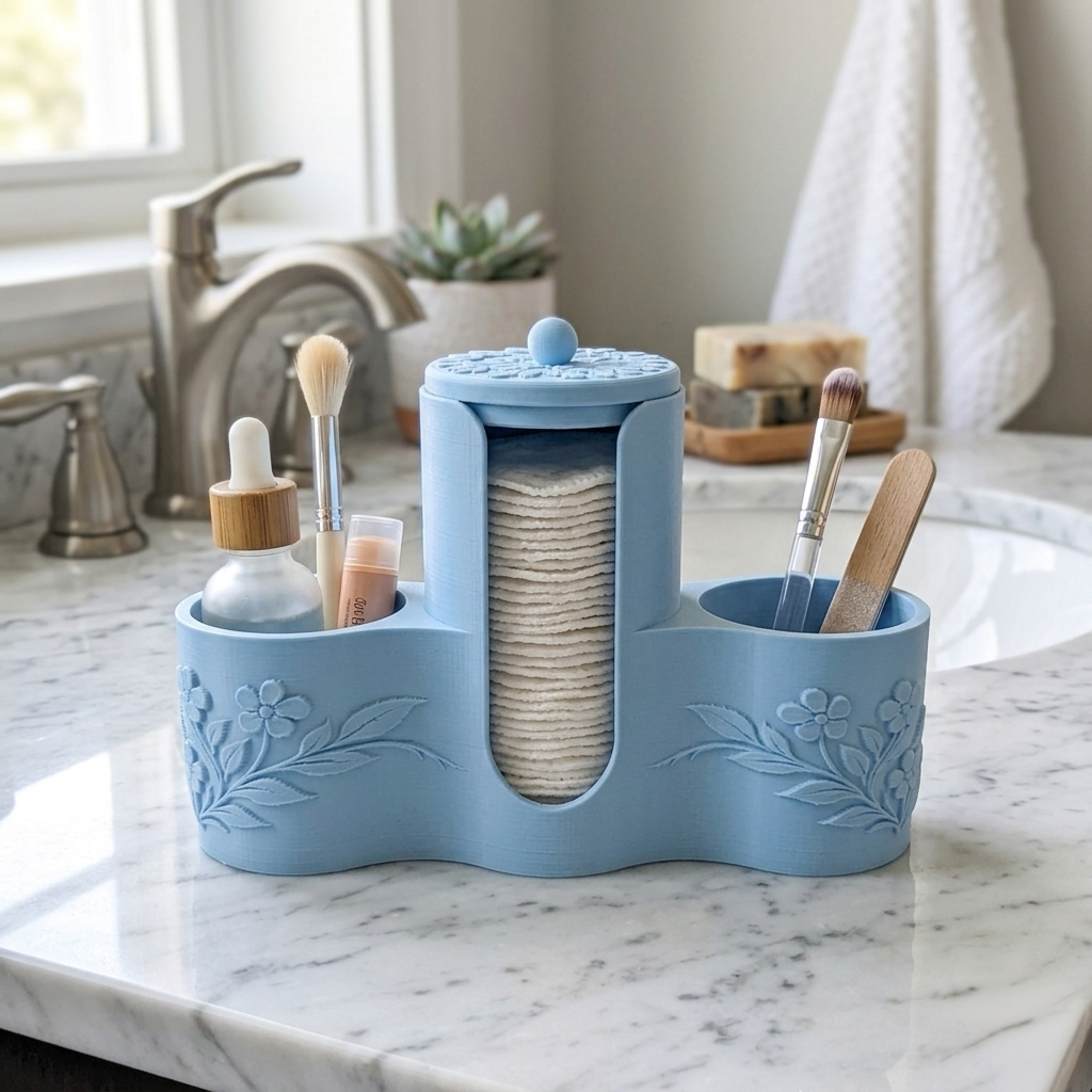 Portaoggetti bagno azzurro pastello in PLA