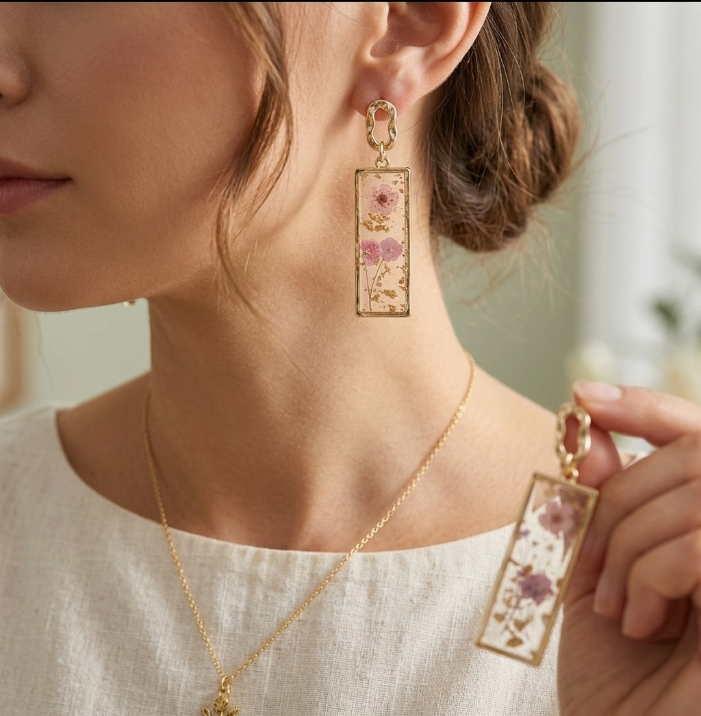 Orecchini Eternal pendant golden pink