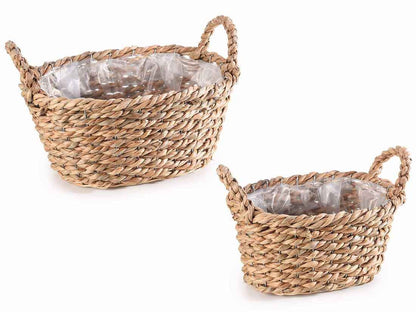 Cestini in fibra naturale con manici