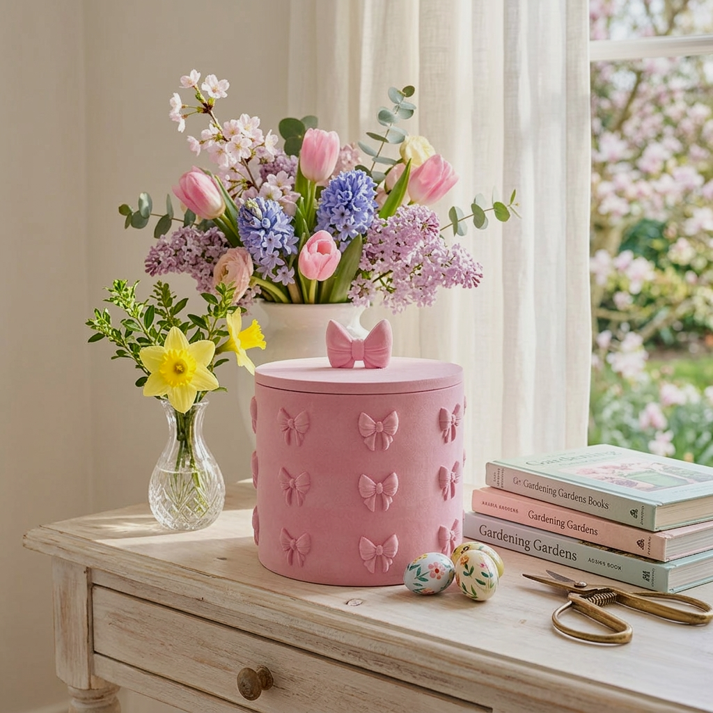 Contenitore ribbon rosa baby in PLA