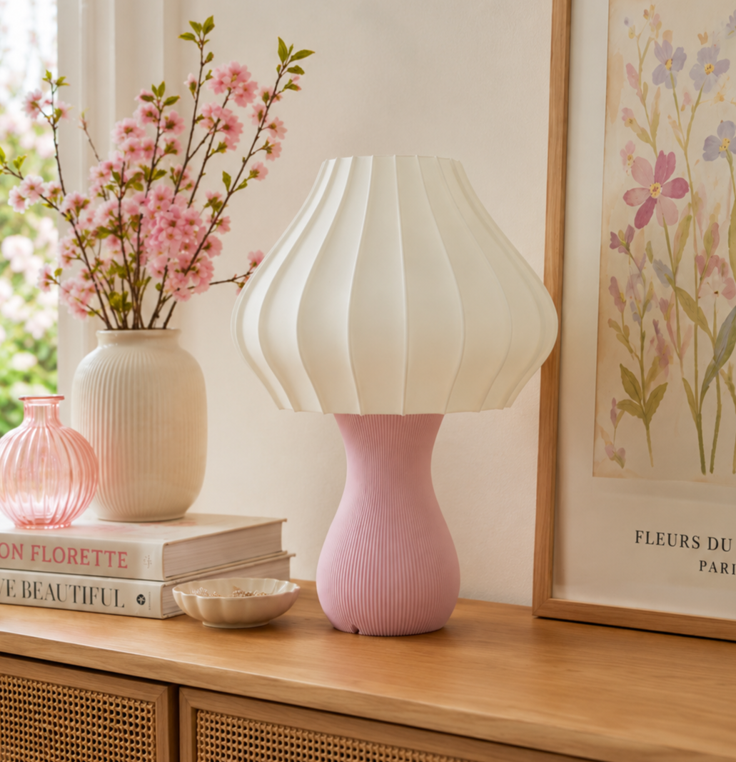 Lampada design Fleur rosa e bianca