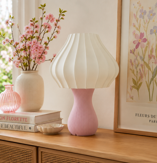 Lampada design Fleur rosa e bianca