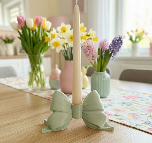 Portacandela fiocco verde salvia Limited Edition in PLA