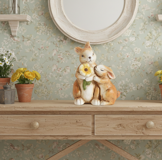Coppia conigli in terracotta