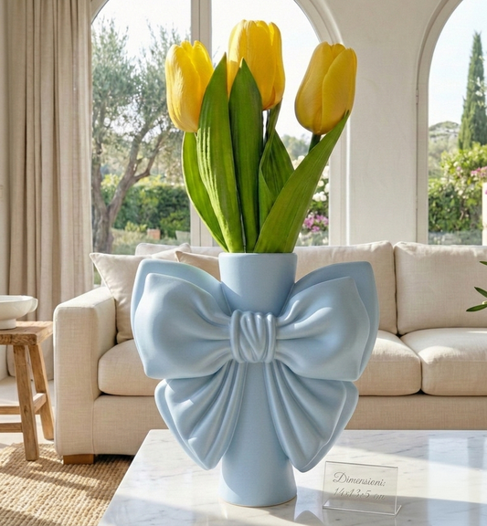 Vaso elegance fiocco azzurro pastello in PLA