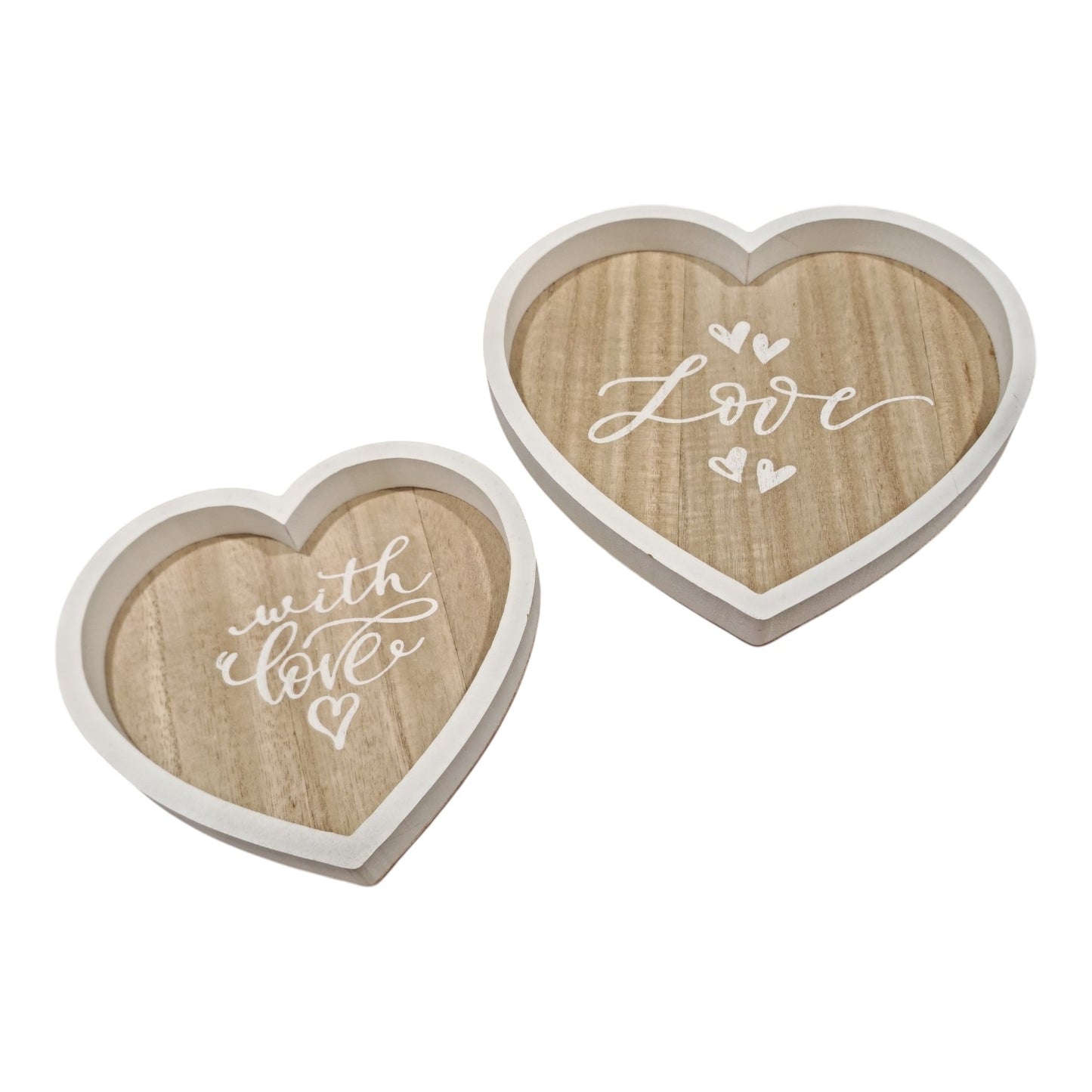 Vassoi cuore set 2 pezzi in legno