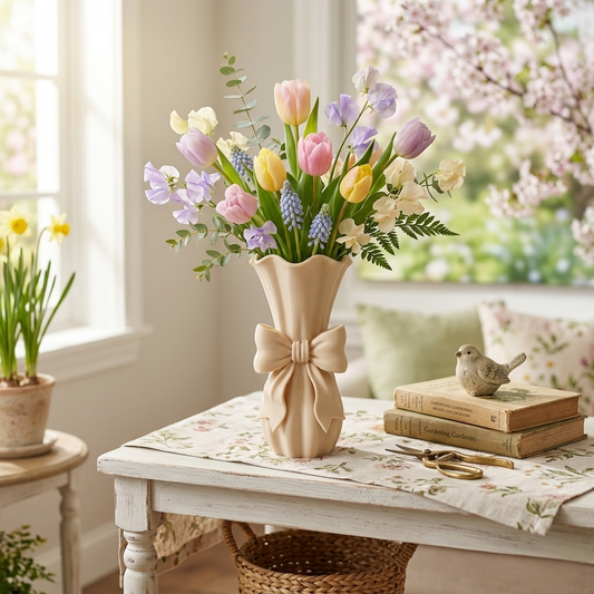 Vaso fiocco Princess beige in PLA