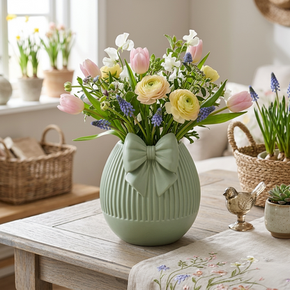 Vaso rotondo ribbon verde salvia limited edition in pla